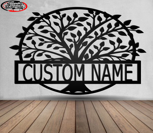 Custom tree steel signs