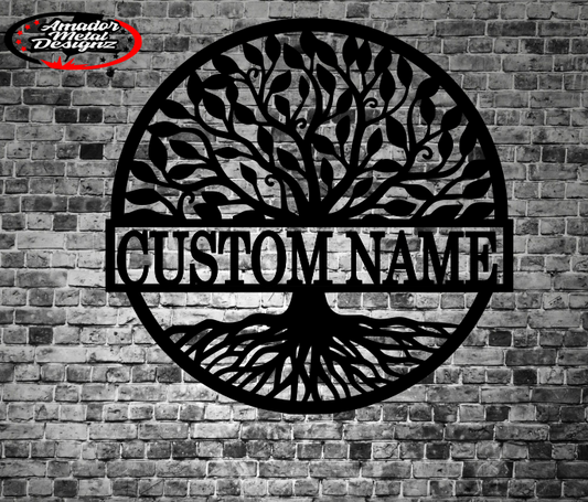 Custom tree steel sign