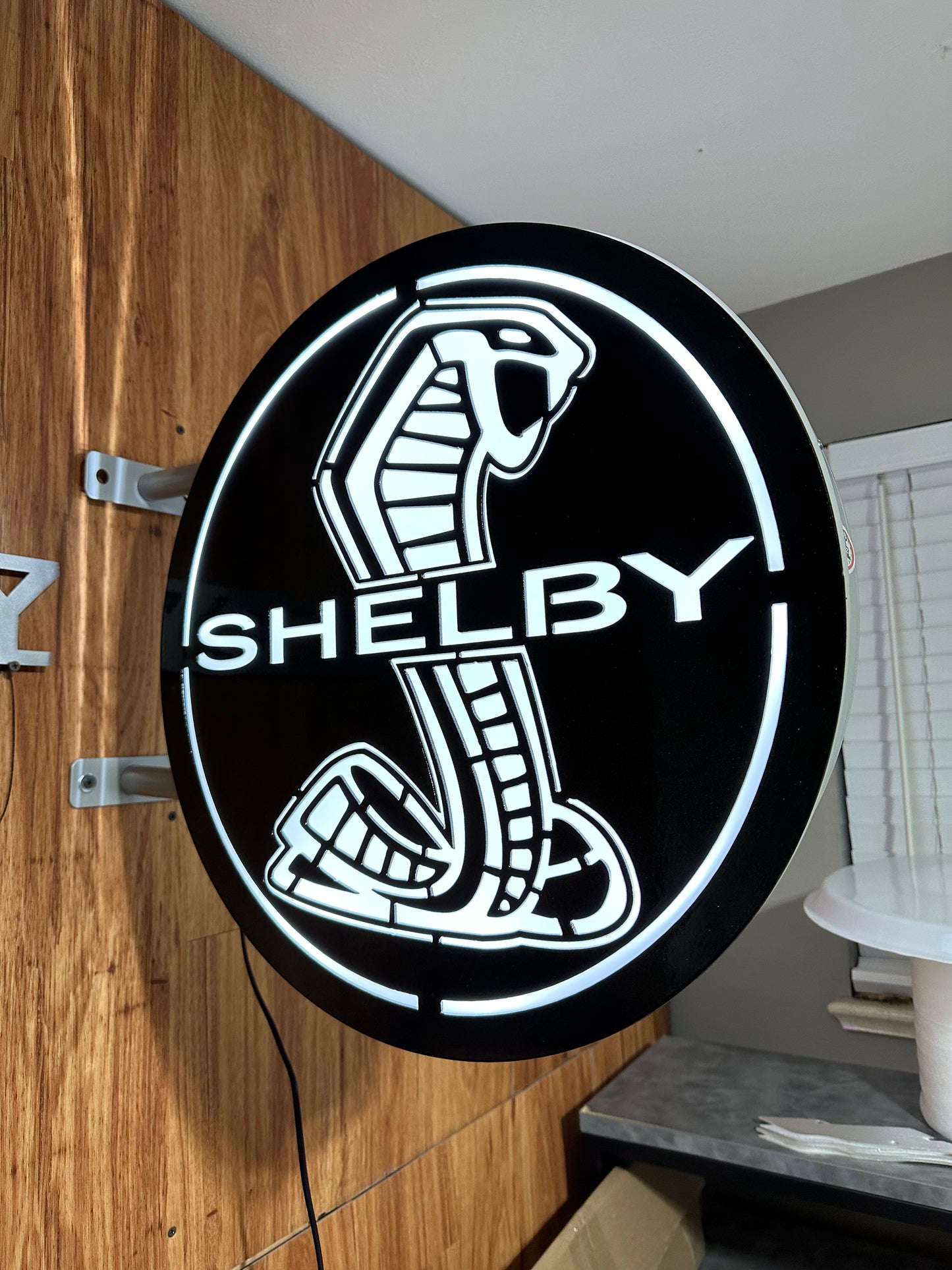 Shelby led backlit sign powder Coated