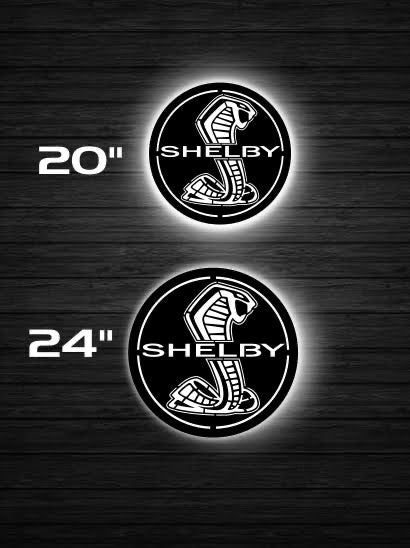 Orange Shelby Cobra LED Backlit Sign powder coated,