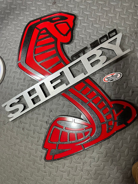 Red Shelby hood prop/sign